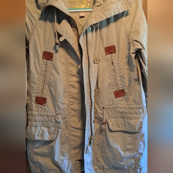 Ladies Michael Kors Utility Lightweight Hooded Cream Khaki Jacket Size Med - Picture 8 of 8